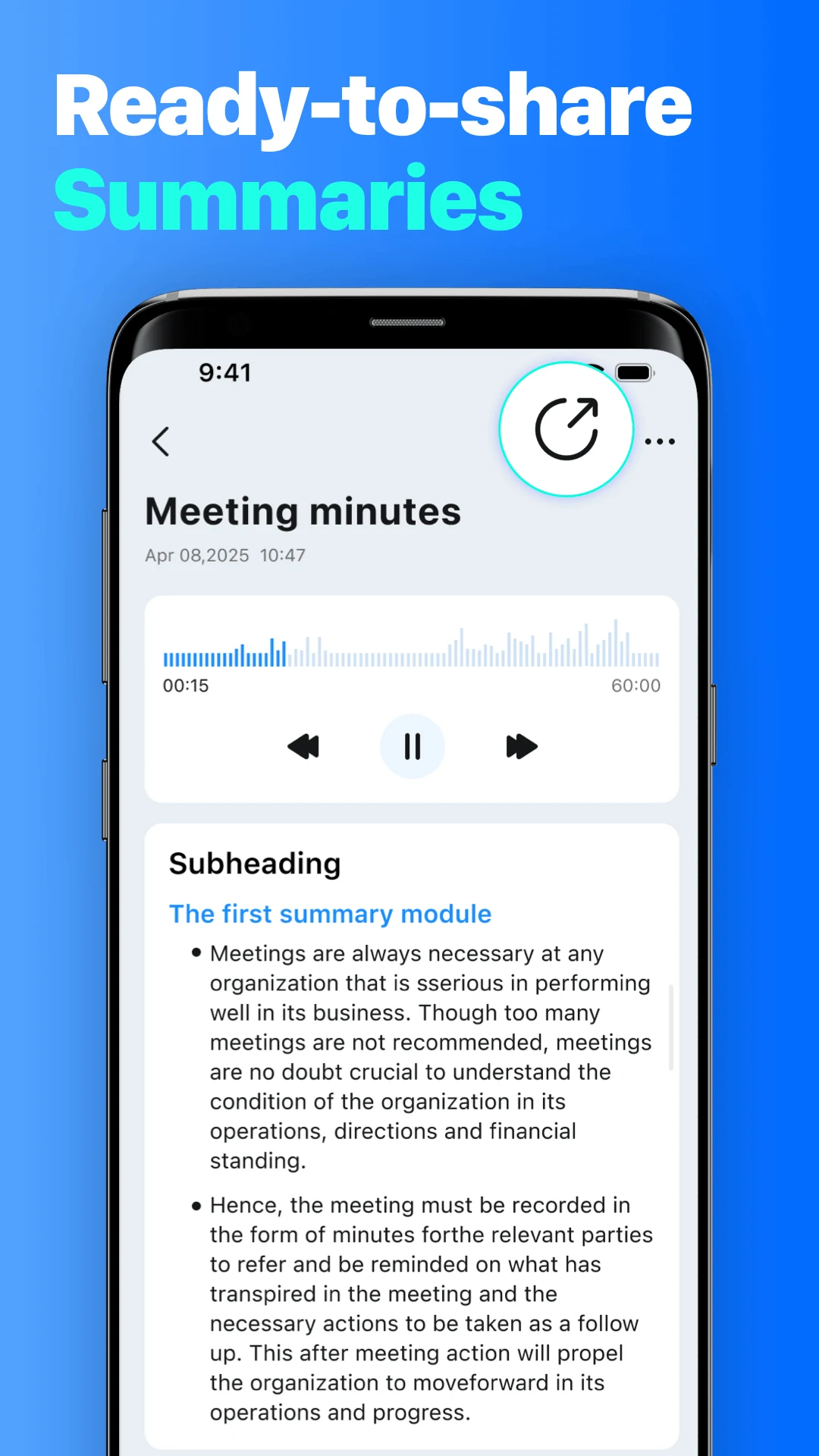 Voice Memo & Summary：NoteFlow screenshot