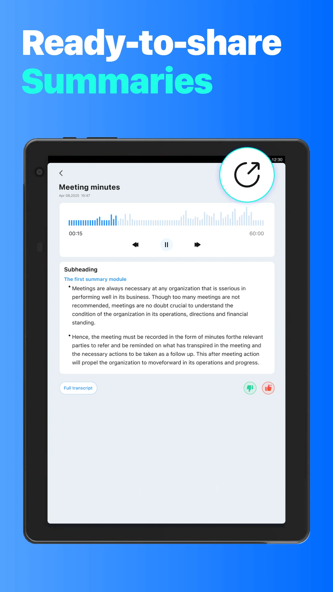 Voice Memo & Summary：NoteFlow screenshot